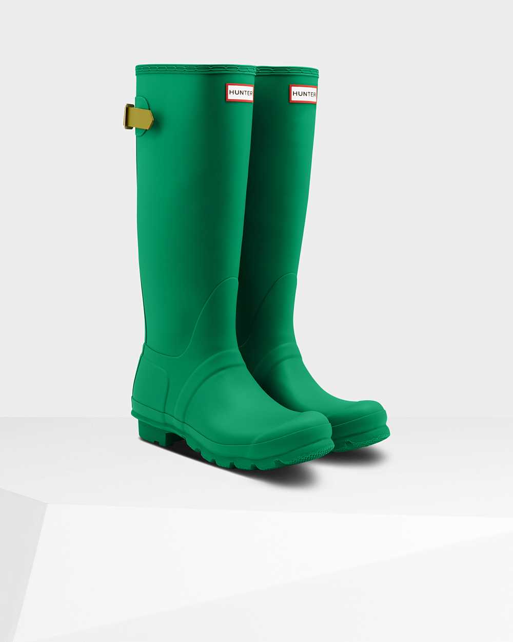 Hunter Original Tall Back Adjustable Women's Rain Boots NZ-61403V Green